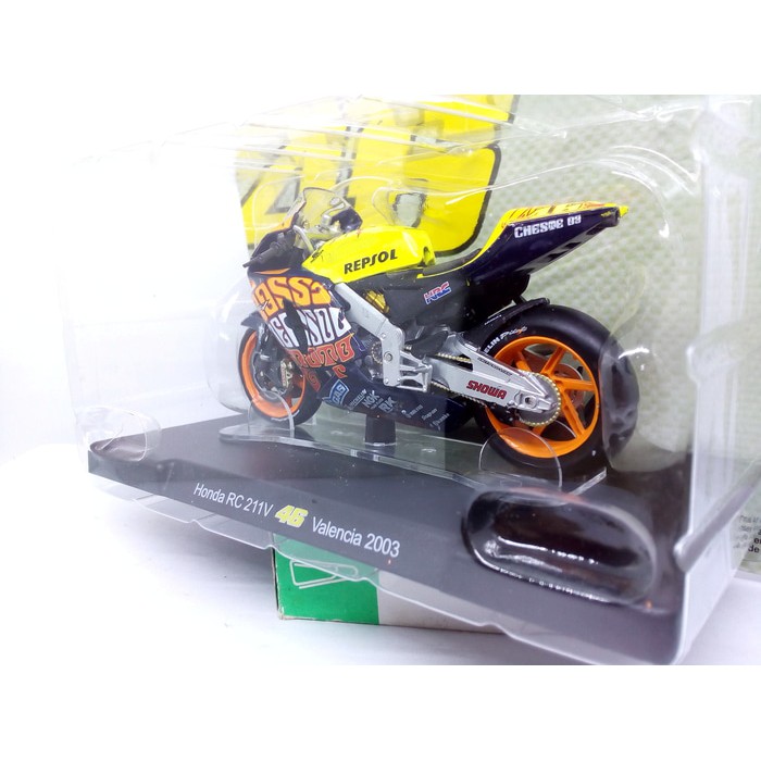 Diecast Leo Models Miniatur Motogp Honda RC 211V Valentino Rossi Valencia 2003