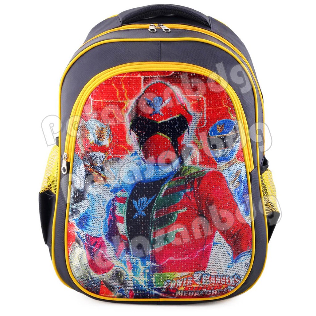 PTS - Tas Usap Ransel Sekolah Anak Cowo / Laki Laki BATMAN &amp; POWER RANGERS - Ransel Model Usap / Swipe Boys + BOTOL