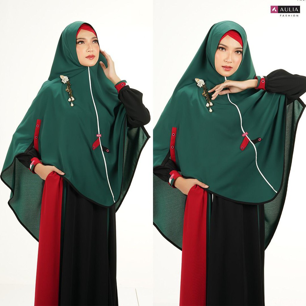 Gamis Syari Terbaru 2021 Set Khimar Gamis Aulia Fashion Original Warna Hitam Ukuran XS S M L XL XXL