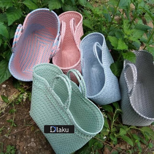 TAS BELANJA TAS PASAR ANYAMAN LURIK HALUS PLASTIK JUMBO