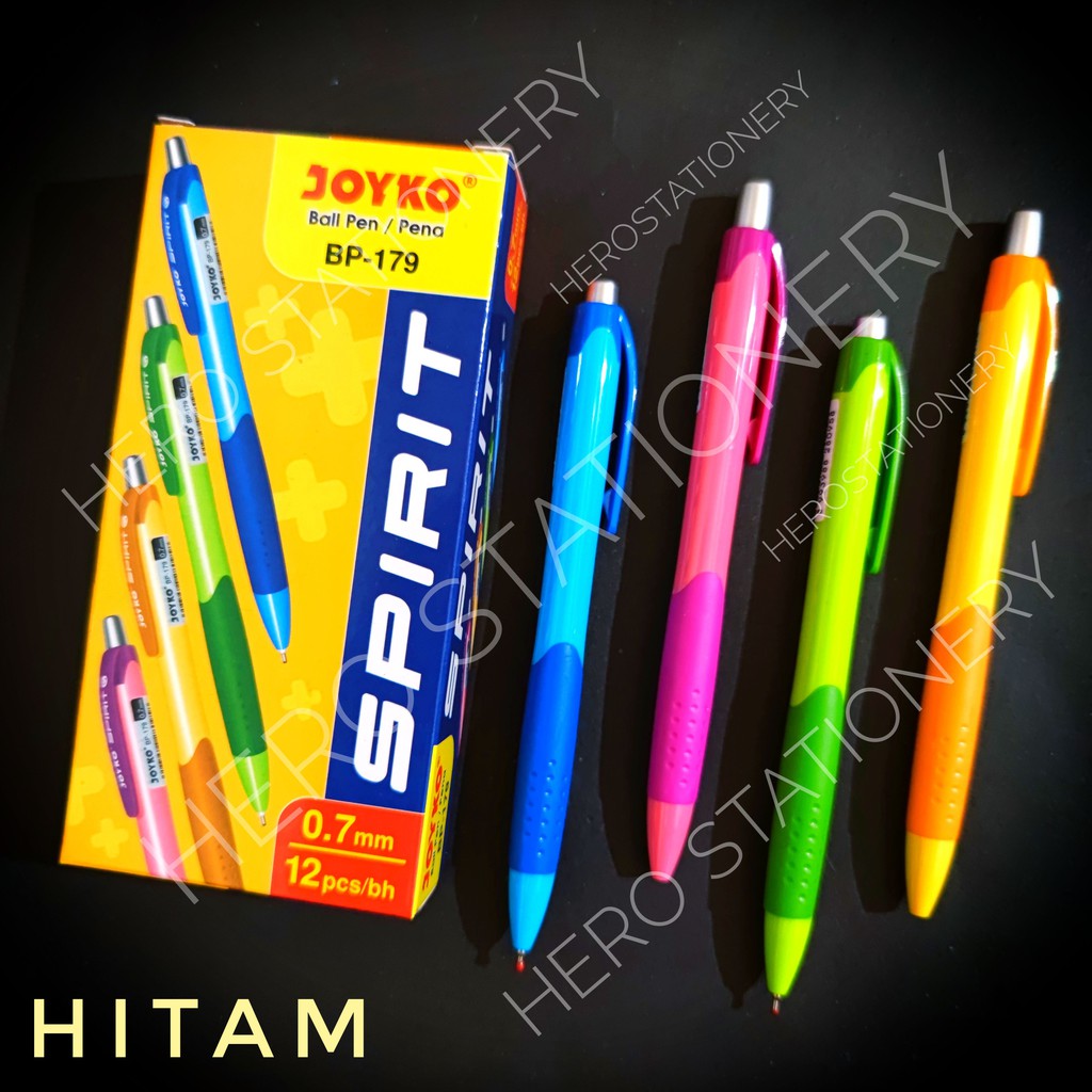 

Joyko ballpoint pen spirit 0.7 mm BP-179 tinta hitam . 12 unit