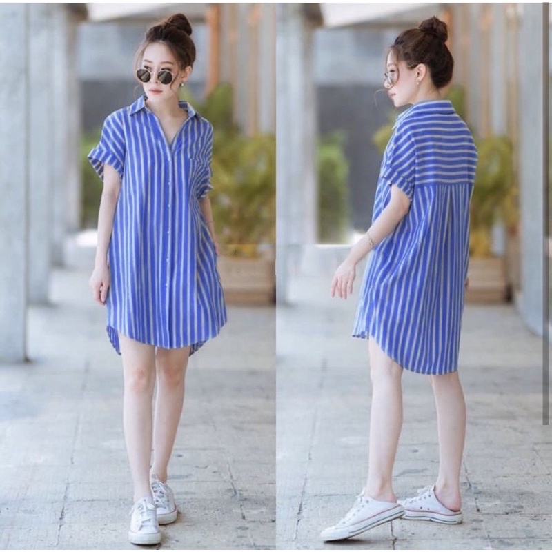 kemeja panjang lengan pendek / kemeja short sleeve / kemeja stripe