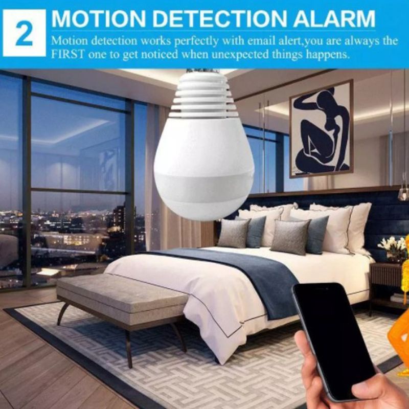 IP Camera Bohlam Bulb v380 Panoramic 360 Derajat Wireless 1080p 5Mp Cctv WiFi Two Way Audio