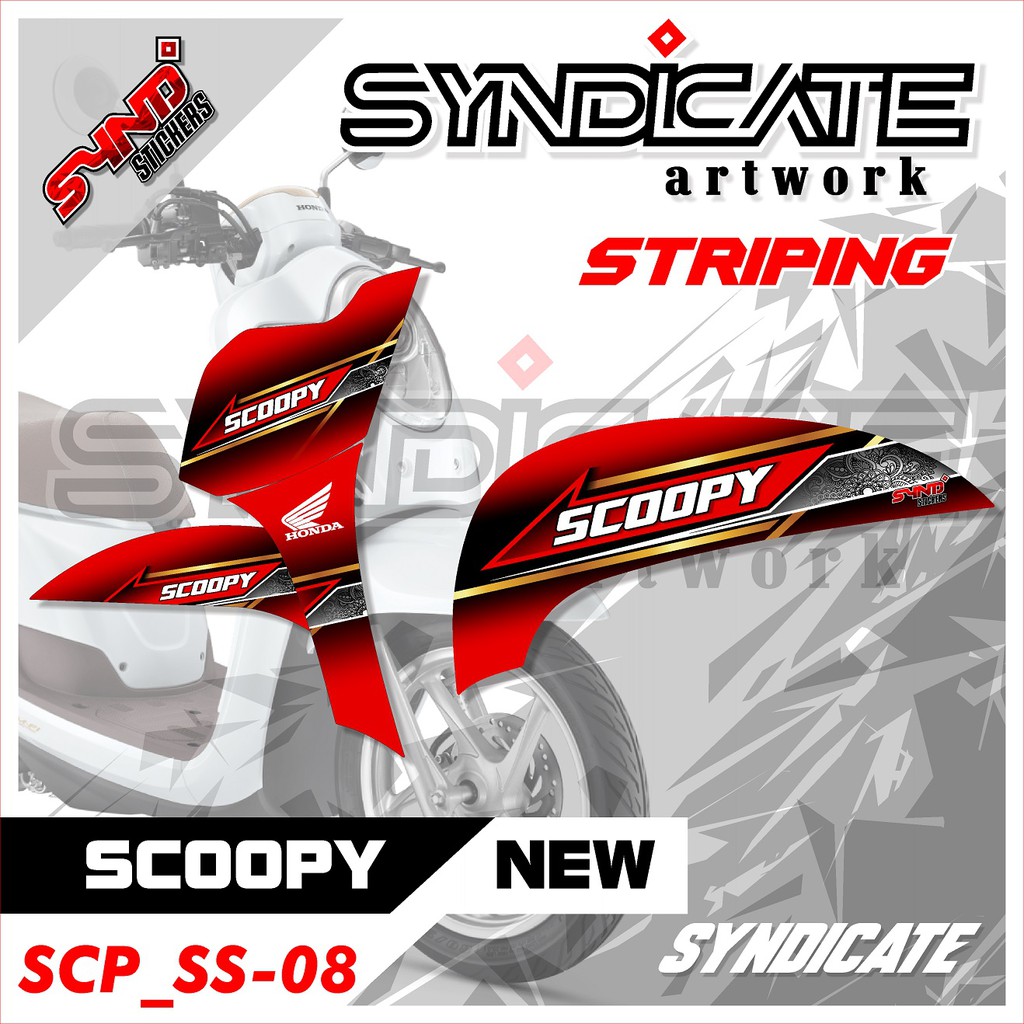 Sticker Stiker Striping Variasi Motor Honda Scoopy Fi Generasi Keempat Tahun 2017 2018 2019 2020 Des