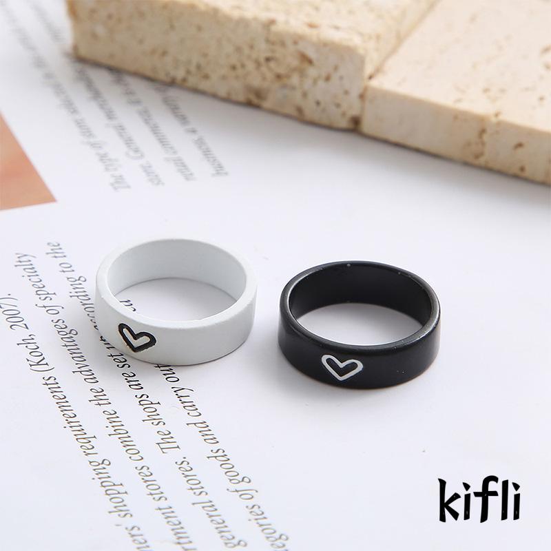 2PCS / Set Cincin Desain Hati,Gaya Simple Kreatif,Untuk Wanita