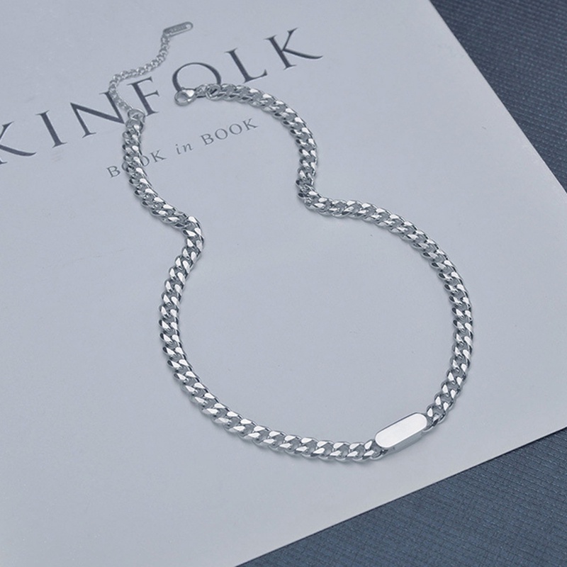 Kalung Rantai Klavikula Bentuk Kotak Gaya Hip Hop Kuba Untuk Pasangan