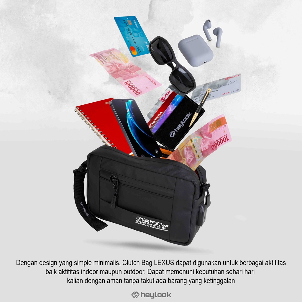 Tas Tangan Pria Waterproof Dompet Tangan Original Cluth High Class Bisa Selempang Tas Multifungsi 2 In 1 Sling Pouch Anti Air Premium