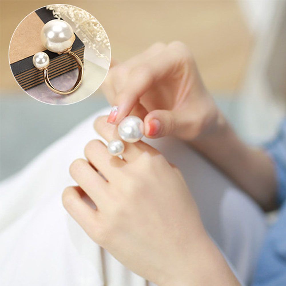 Needway  Korean Style Opening Ring Elegant Jewelry Finger Ring Women Trendy Gift Imitation Pearl 1 PC Street Shoot Fashion Accessories/Multicolor