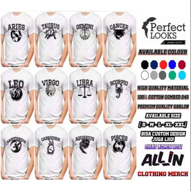 Kaos Zodiak Bintang Baju Pria Keren Lambang Zodiak Bisa Pilih Zodiak Sesuai Keinginan Shopee Indonesia