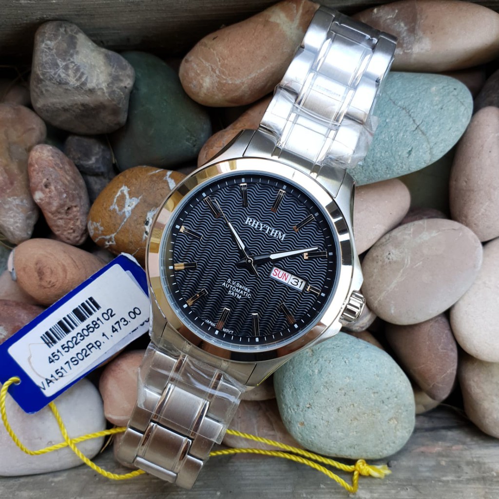 termurah RHYTHM 1517 Original (garansi resmi 1 tahun), automatic, all steel, 41mm include