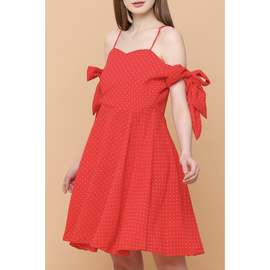 Dotty Spaghetti Tied Dress