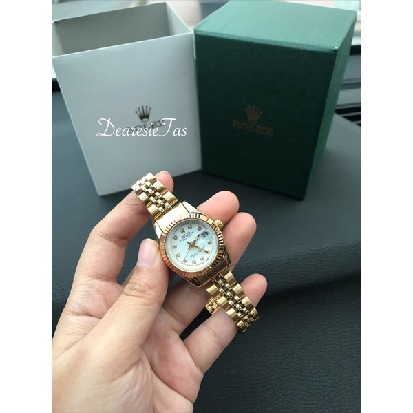 Rx jam tangan wanita kecil warna gold branded import