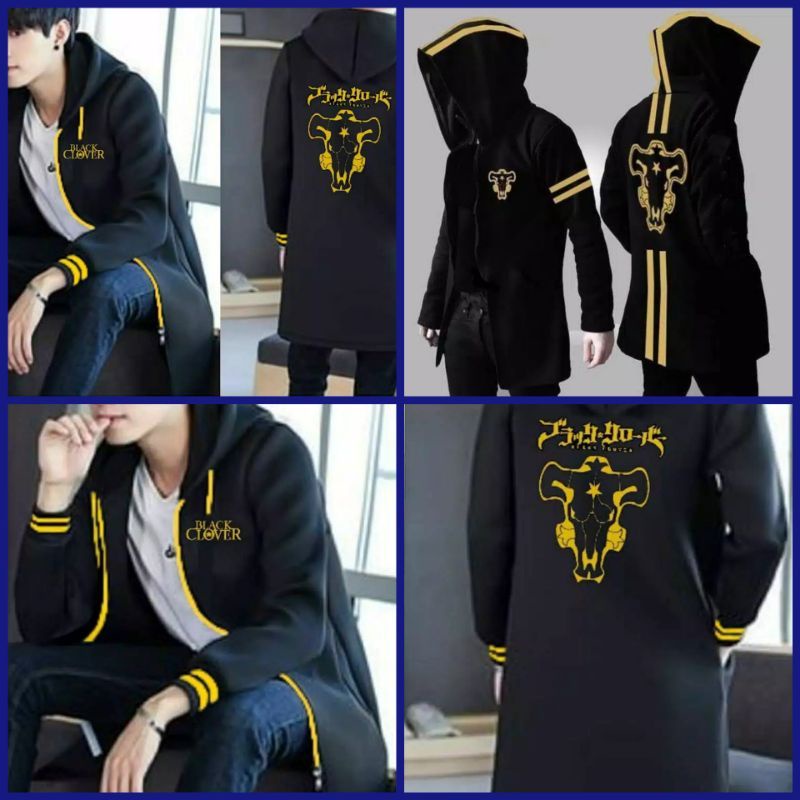 JAKET JUBAH SWEATER HOODIE PRIA WANITA WIBU ANIME BLACK