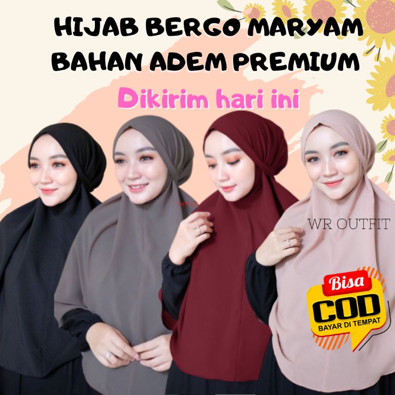 jilbab kerudung instan hijab bergo maryam renda tali serut jumbo