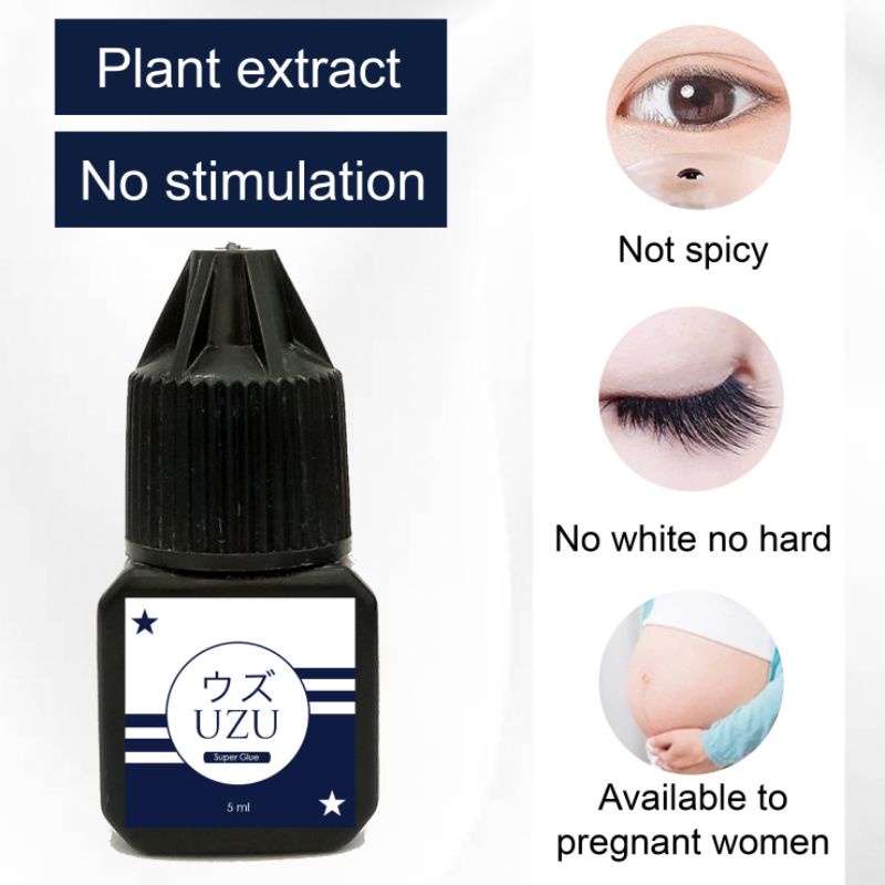 UZU Glue Eyelash Extension Super Black 1 Detik Kering TIDAK PERIH tahan 2-3bulan / Lem Eyelash Extension isi 5ml