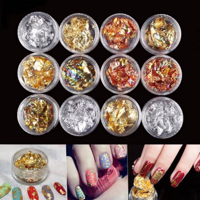 Hiasan Kuku Nail Art Gold &amp; Silver Foil