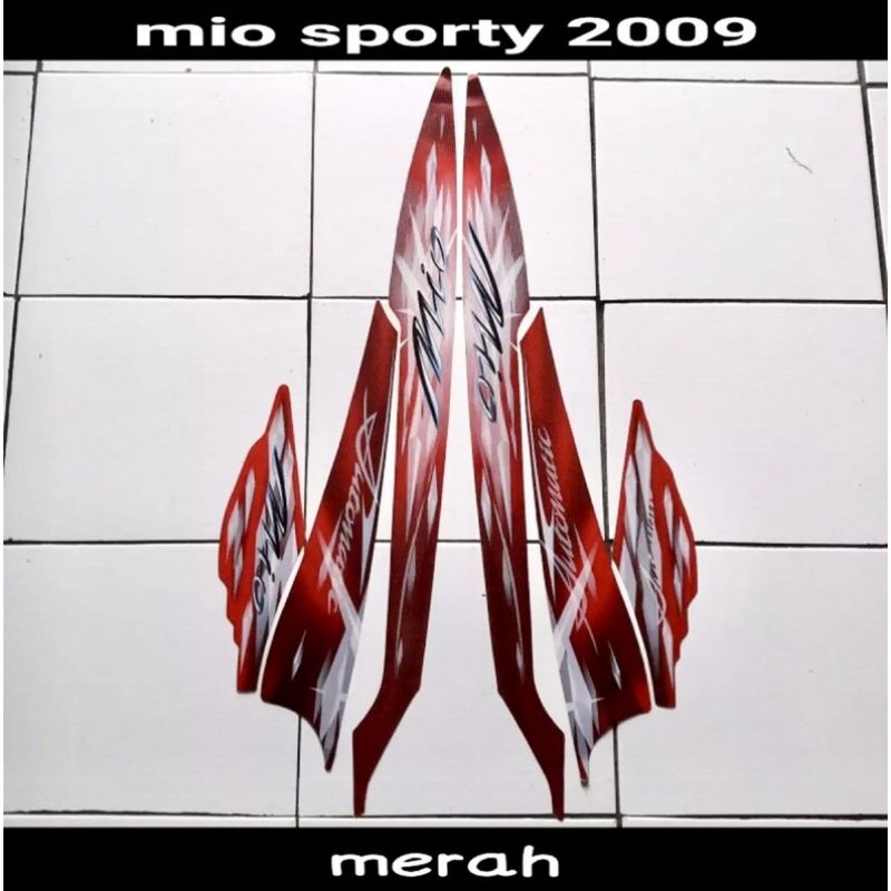 (BAYAR DI TEMPAT) striping lis stiker standar ori Mio sporty 2009 merah stiker ori Mio sporty 2009