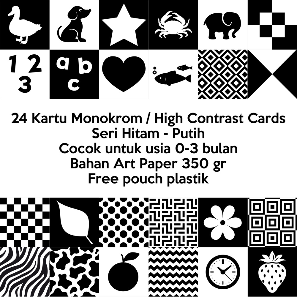 Kartu High Contrast Kartu Monokrom Kartu Hitam Putih