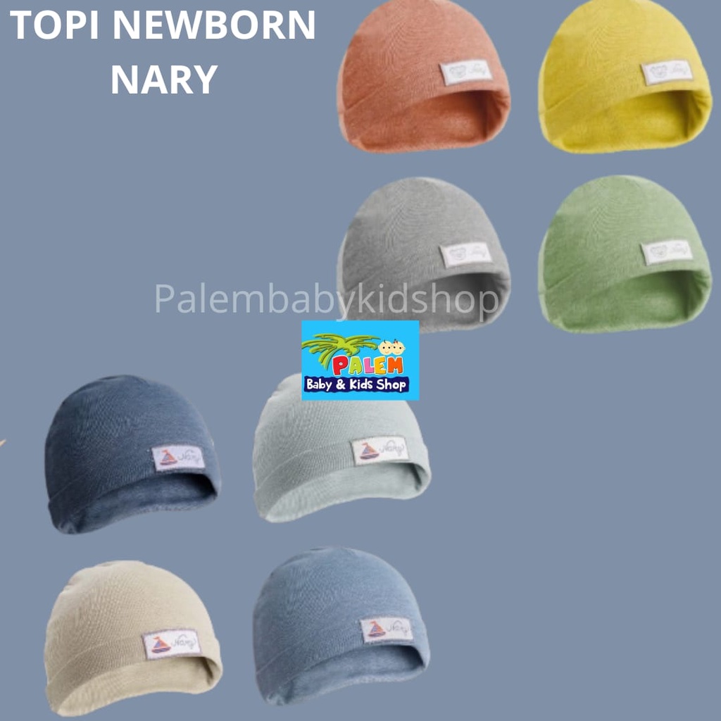 Topi Nary Newborn Nary Cotton warna denim dan earth