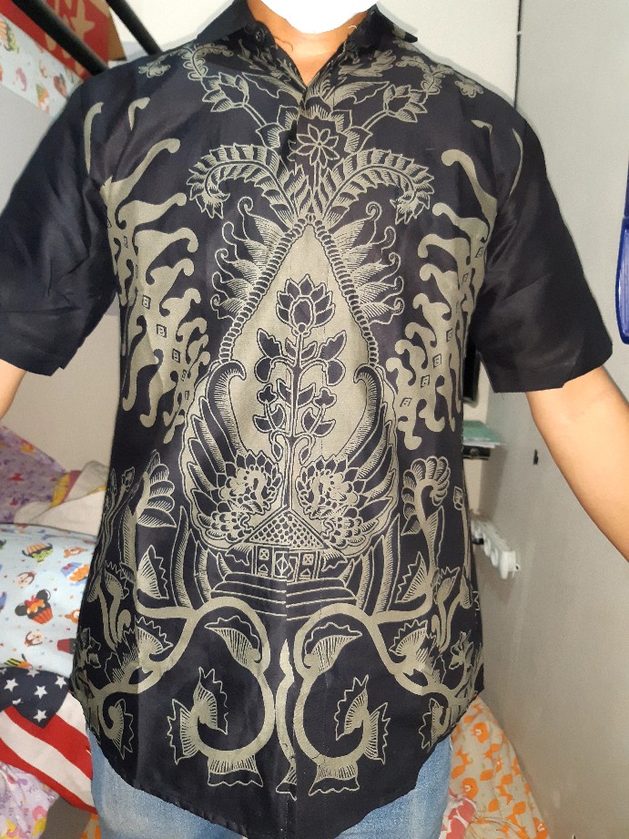 Gunungan Pendek Kemeja Batik Pria Lengan Slimfit Katun Printing Hem Baju Atasan Kantor Modern