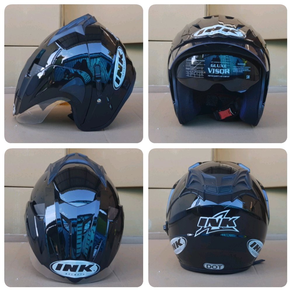 helm ink cx22 t1 double visor kw super hitam metalik mumer gaya bkn kyt mds jpx bogo Termurah