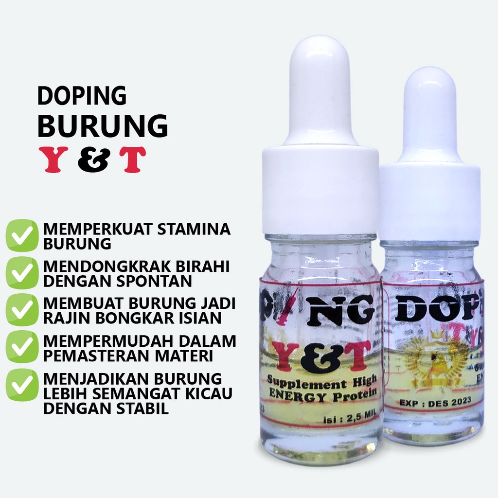 DOPING BURUNG Y &amp; T VITAMIN DOPING BURUNG PLECI KOLIBRI LOVEBIRD TRUCUK KACER MEMPERKUAT STAMINA