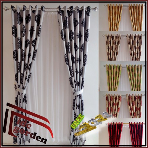 Gorden Jendela Pintu Embosh Model Smokring#coklat#merah#hijau#silver#ukuran Lebar 120 Cm Tinggi 230c