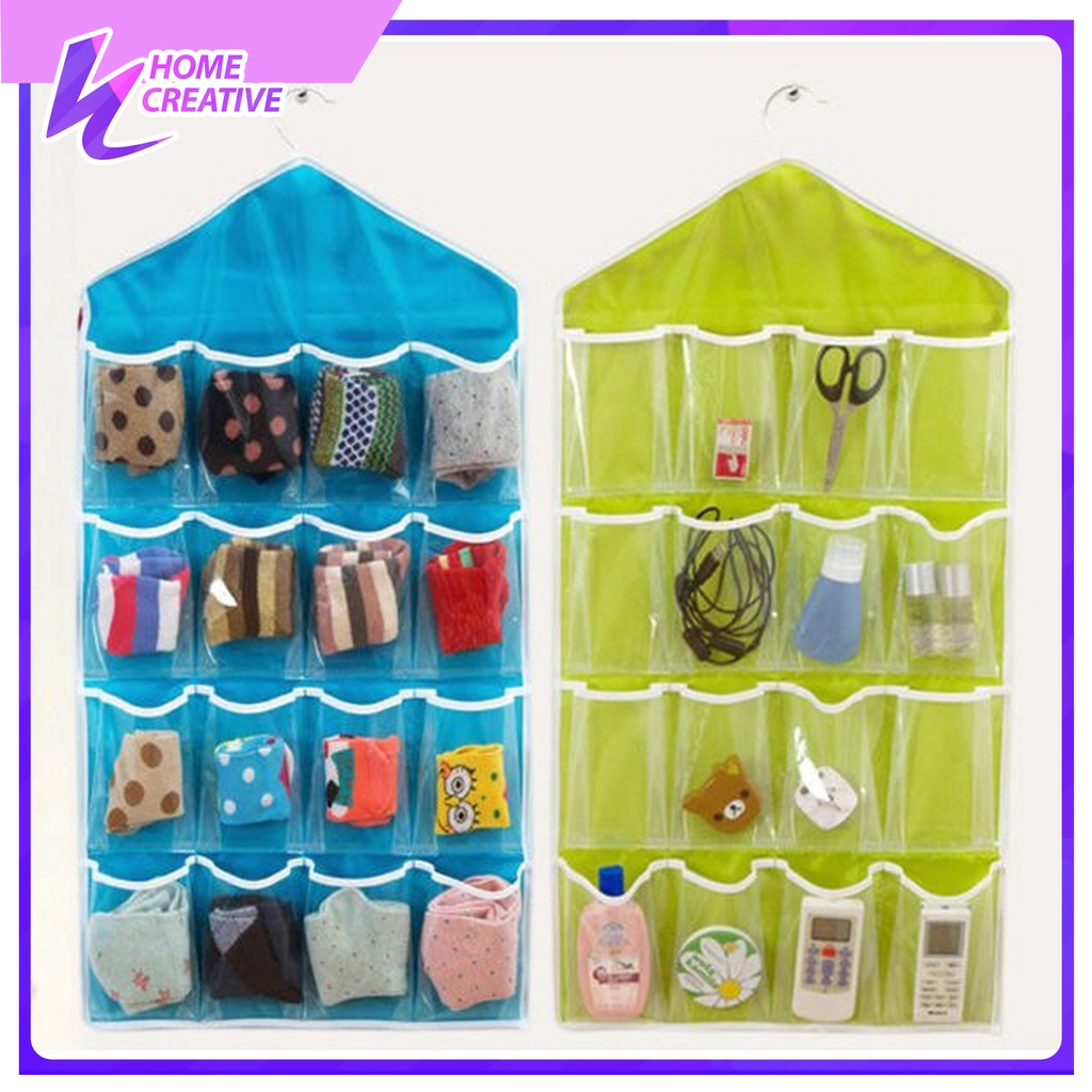 Storage Bag Gantung 16 Kantong Hanger Organizer Underwear Pouch Korean