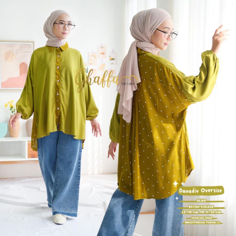 Blouse motif muslimah kekinian Davadiv blouse by ghaffa the label