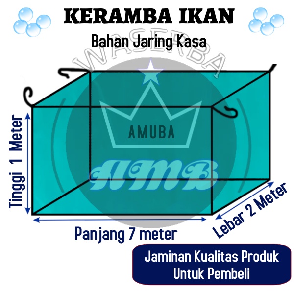 WASERBA - Jaring Keramba Ikan  Ukuran 7mx 2m x 1m