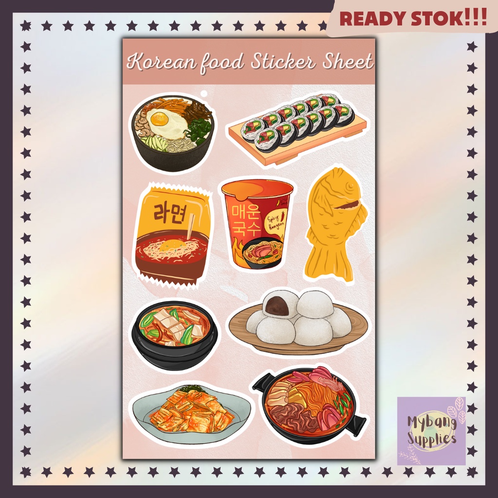 

[READY STOK] Korean Food Sticker Sheet Stiker Makanan Korea Glossy ver.2