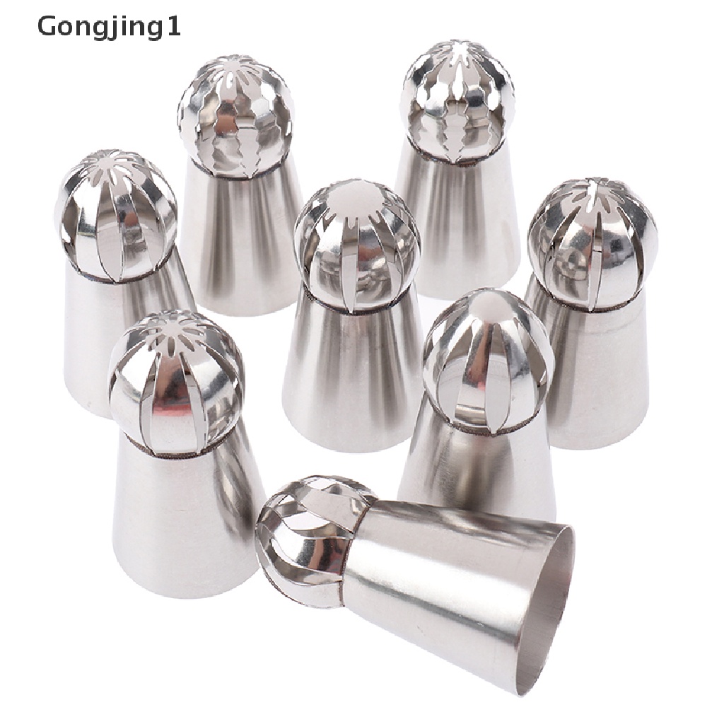 Gongjing1 8Pcs / Set Nozzle Stainless Steel Bentuk Bunga Rusia Untuk Dekorasi Kue