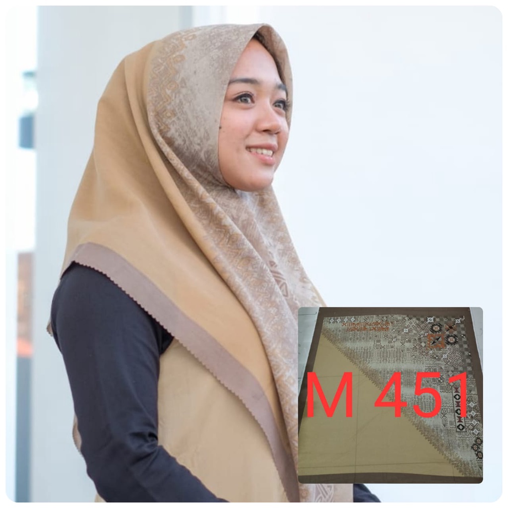 BESTSELLER Hijab Segiempat Voal Motif Printing Lasercut Kerudung Motif Square Grosir Jilbab Murah NN hijab-M451