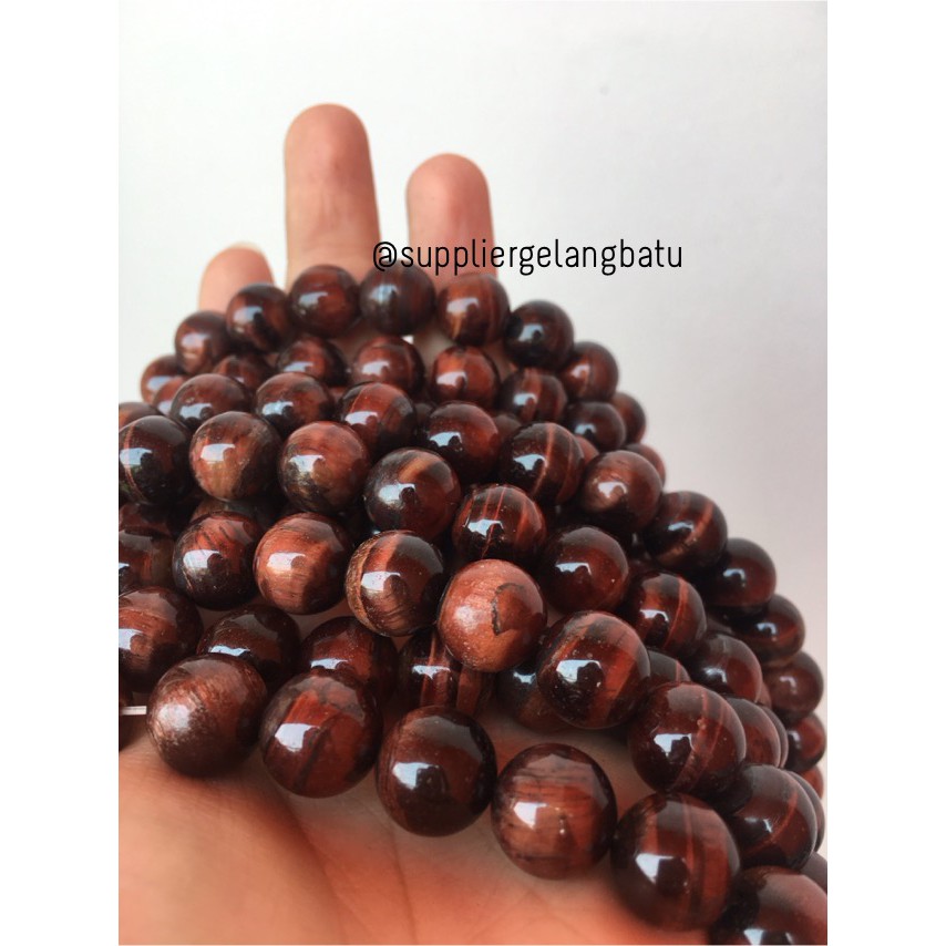 bahan craft blackred 12mm tiger eye merah akik biduri sepah fosil kayu merah gelap supplier fashion