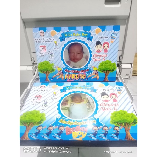 Biodata bayi dengan Frame Mdf