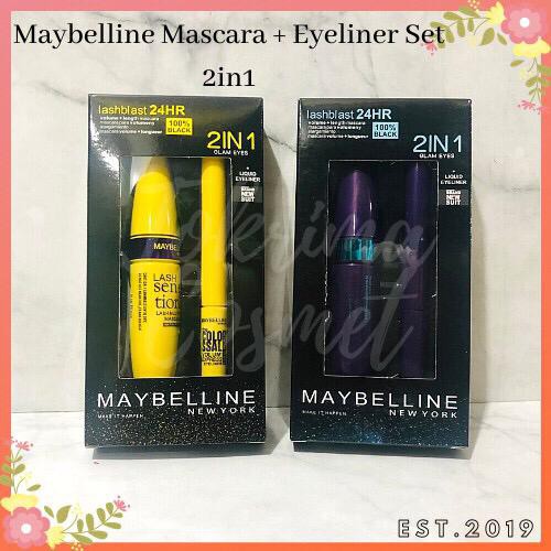 (CYBER) COD TERBARU MAYBELLINE MASCARA + EYELINER 2IN1 SET HITAM