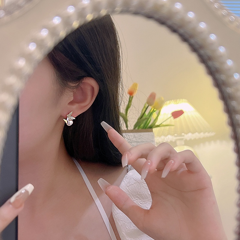 Anting Mutiara Kupu-Kupu Jarum Perak925 Mewah Anting Berlian Berkualitas Tinggi