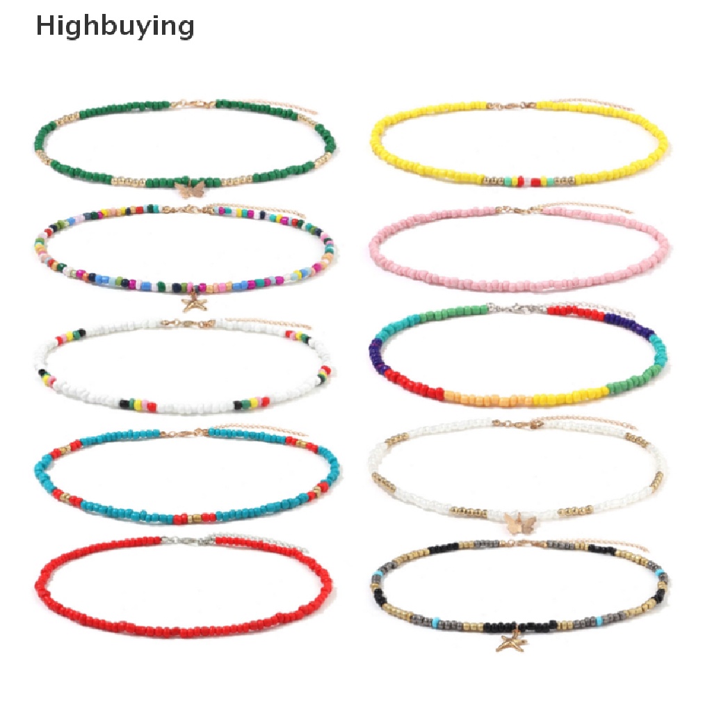 Hbid Kalung Choker Rantai Manik Warna Warni Pendan Kupu-Kupu + Bintang Gaya Boho Untuk Wanita