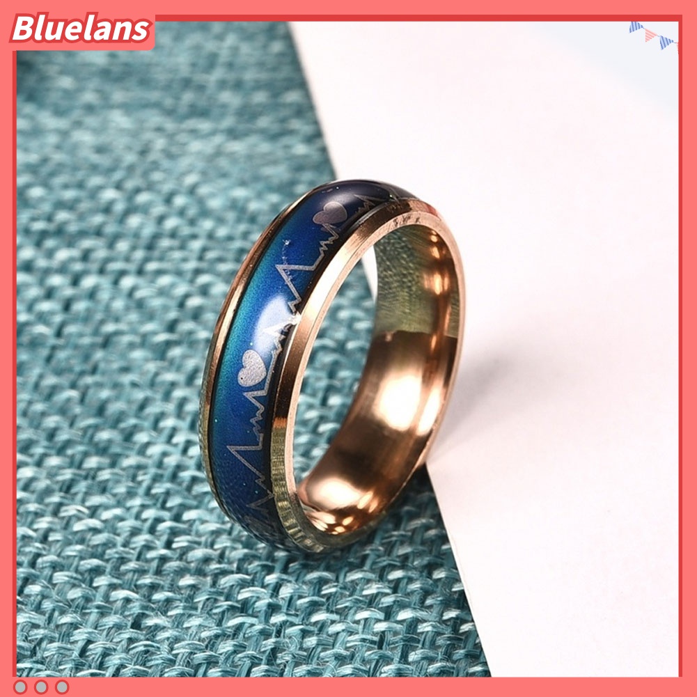Cincin Desain Detak Jantung Berubah Warna Untuk Pria Dan Wanita