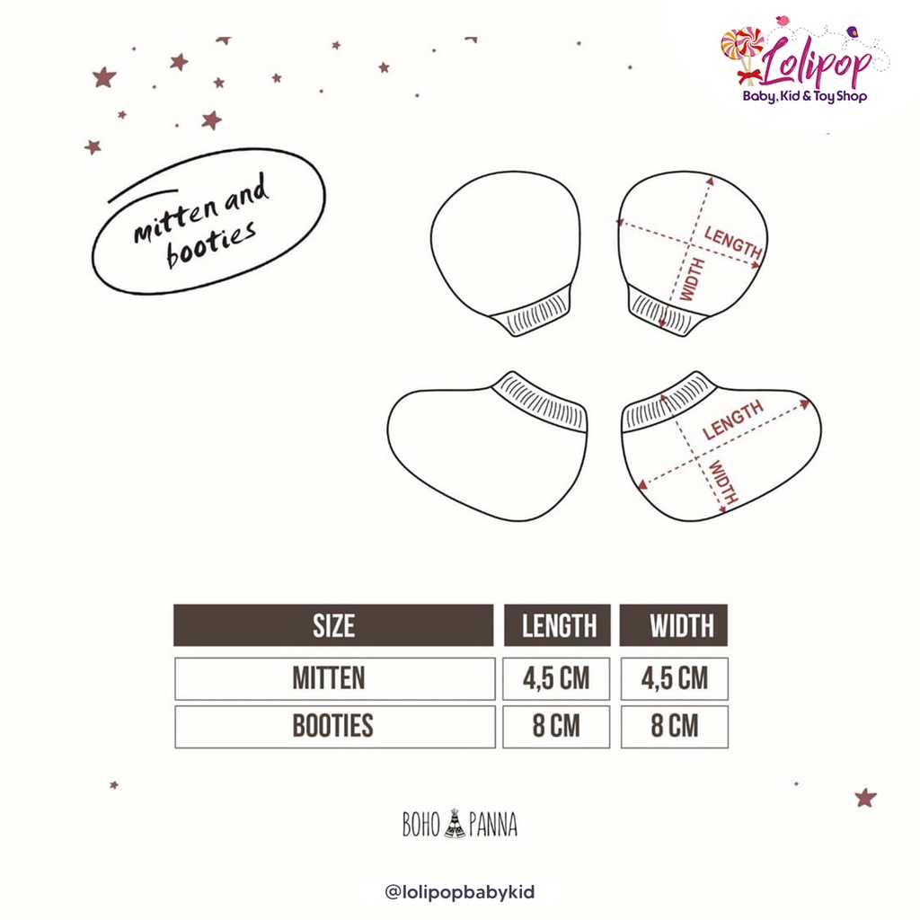 BOHOPANNA - STK - Mitten And Booties - Sarung Tangan Dan Sarung Kaki Bayi