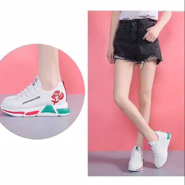 Medan Termurah KD005 Size 36-40 Sepatu wanita Cantik import Sneakers Flower