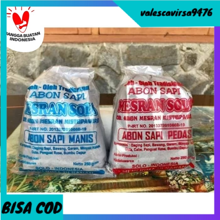 

⭐BISA COD⭐ Abon Sapi Mesran Solo Manis / Pedas 250g - Pedas