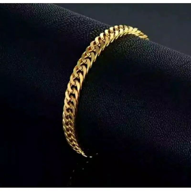 Gelang titanium pria dan wanita gold