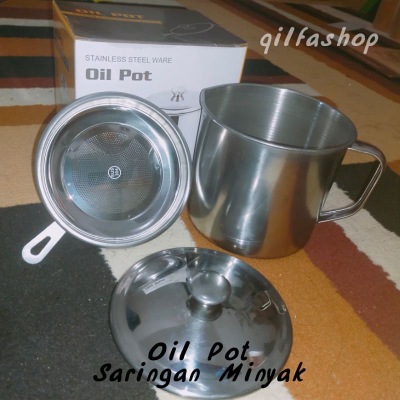 Oil Pot Wadah Penyaring Minyak Wadah Saringan Minyak Stainless Steel