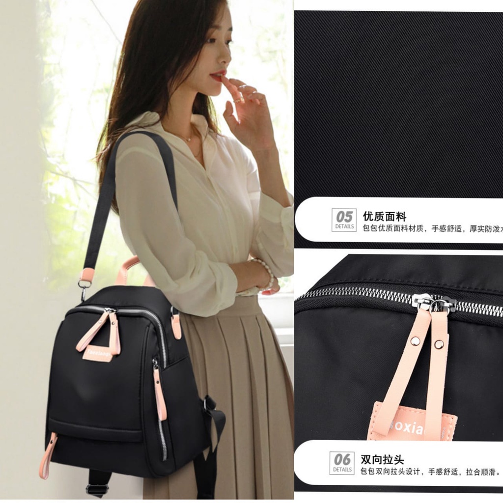 TAS RANSEL WANITA IMPORT ANTI AIR BRANDED HITAM BENITA TA455B5 BACKPACK BESAR CEWEK GENDONG PUNGGUNG SEKOLAH KERJA KULIAH PREMIUM KOREA BATAM MURAH