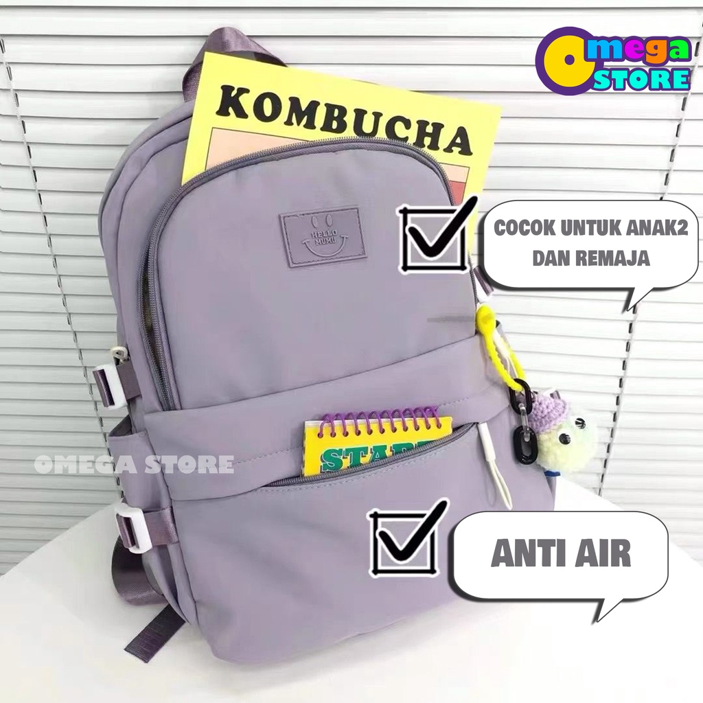 [O&amp;S] Tas Sekolah Anak SD SMP SMA Perempuan Free Gantungan Boneka Backpack Korea Fashion-OS248