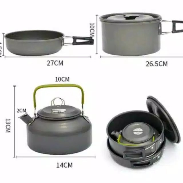 Paket Cooking Set DS308 &amp; Camping Stove K203 Cemping Outdoor