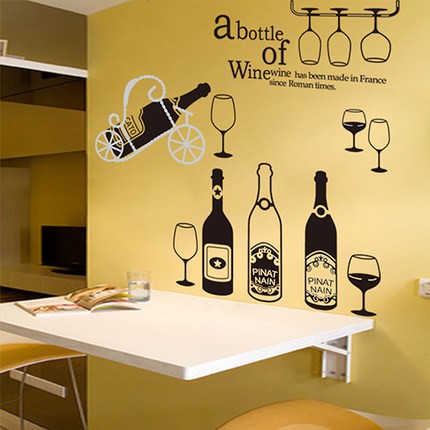 Evanurita Wall Sticker Dinding Kamar Cowo Cowok Siluet Botol Wine Hitam Botle Jm7211 Xl