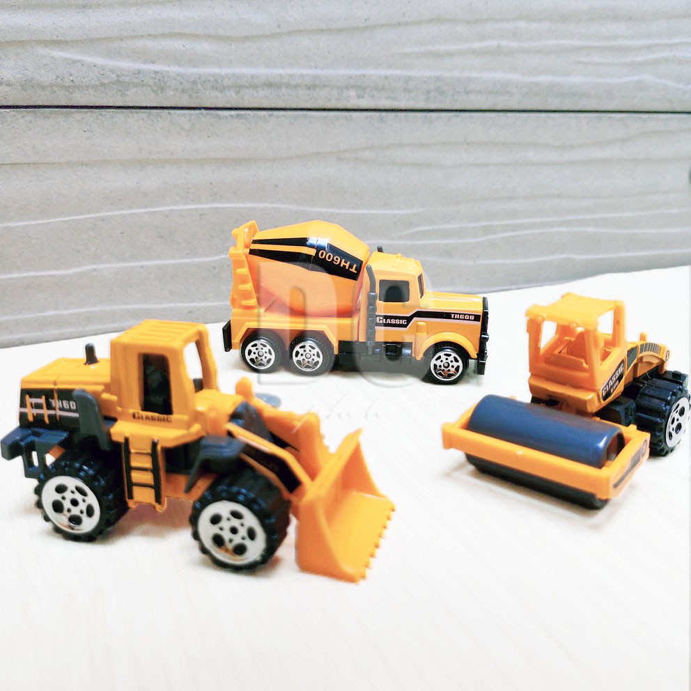 Road Construction Truck 3in1 Mainan Diecast Truk Konstruksi Molen Drum Roller Loader