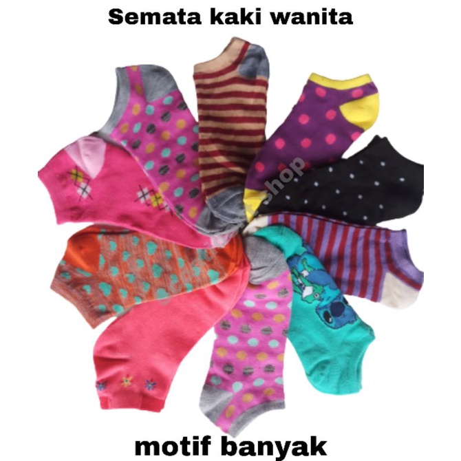 Kaos kaki pendek wanita motif semata kaki 6 pasang